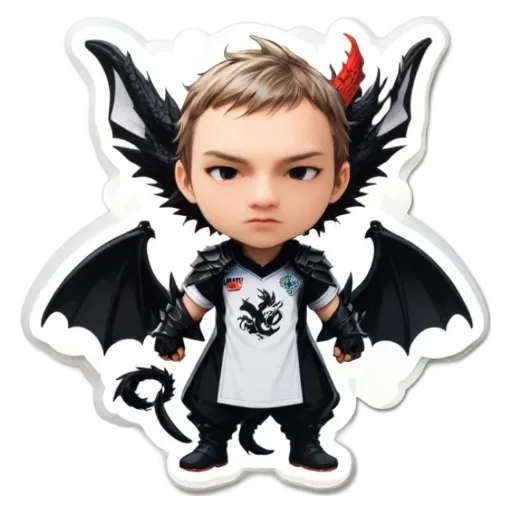 A boy is wearing a dragon costume and a shirt with the number 24 on it.