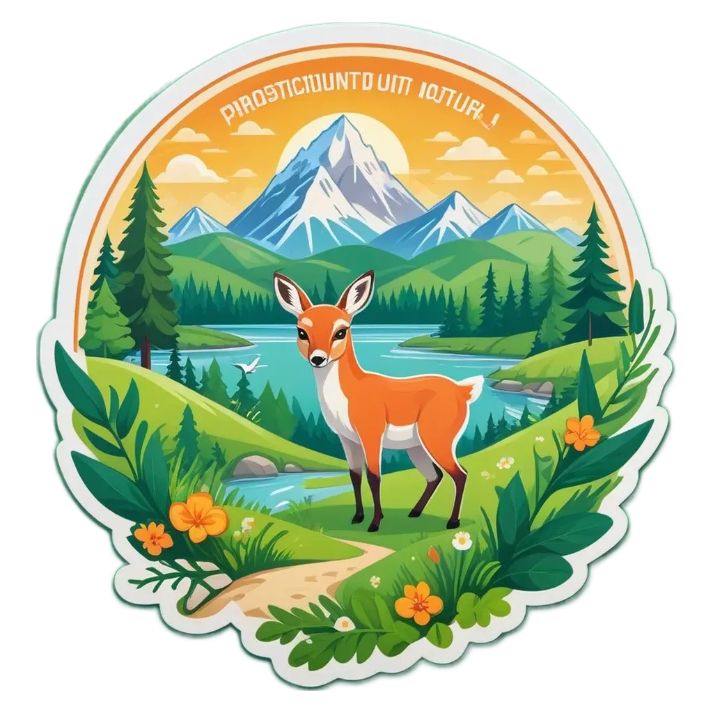 A deer in a forest with a mountain in the background.