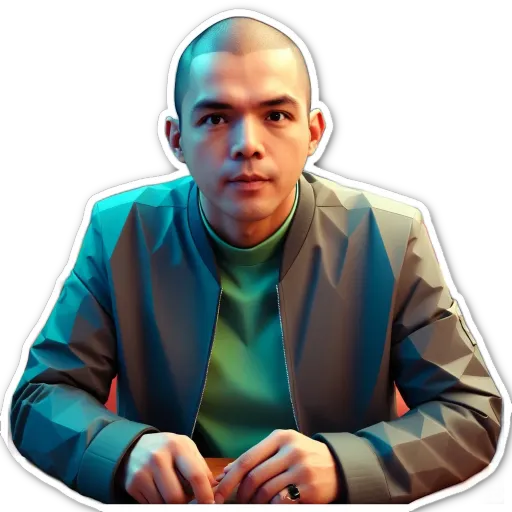A young man wearing a grey jacket is sitting down.