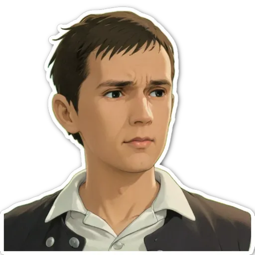 A sticker of a man's face having a blank expression.