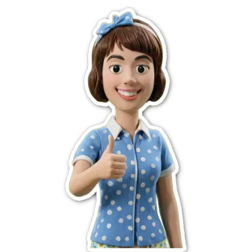 A sticker of a girl giving a thumbs up.