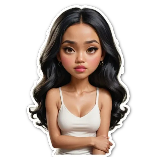 A woman with long hair and a white shirt.
