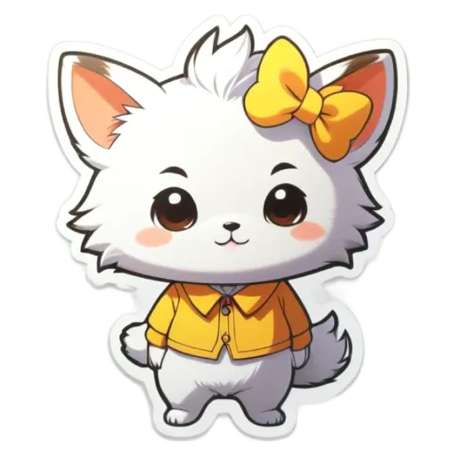 A cat in a yellow shirt with a bow in its hair.