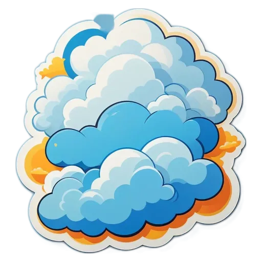 A cloud shaped like a animal with a blue body and an orange head.