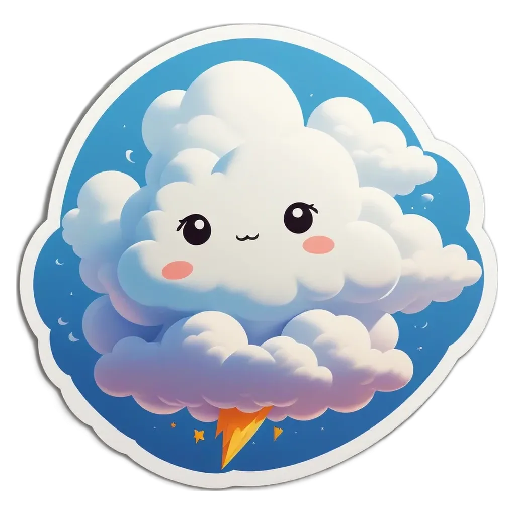 A cloud with a lightning bolt through it is drawn.