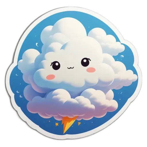A cloud with a lightning bolt through it is drawn.