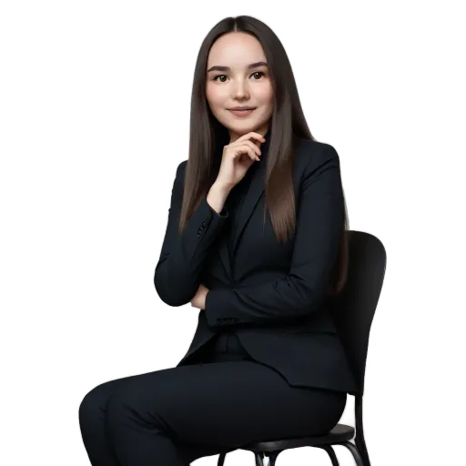 A woman is sitting in a chair with her hands on her chin.