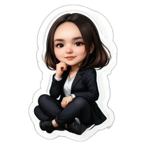 A girl is sitting in a suit and thinking about something.