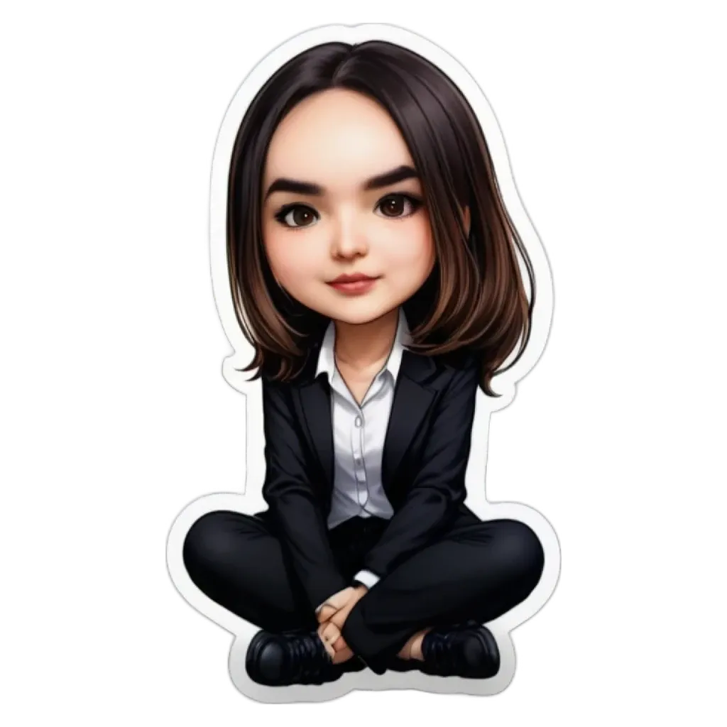 An image of a girl that is cartoon like.