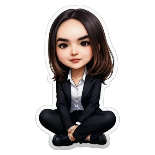 An image of a girl that is cartoon like.