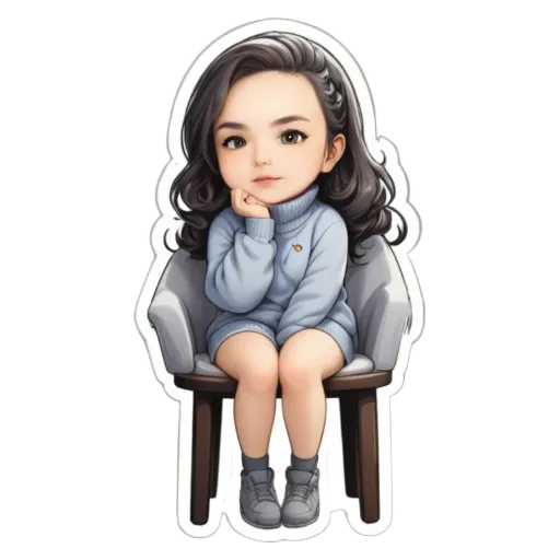 A girl is sitting in a chair, she is the only one in the picture.