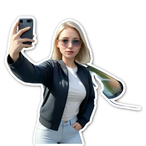 A girl is taking a picture of herself with a cell phone.