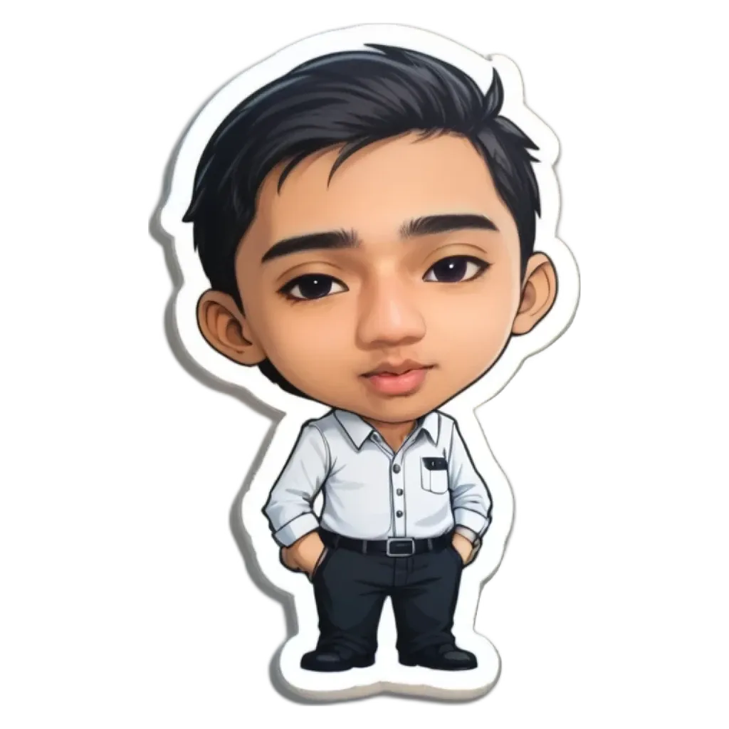 A boy wearing a white shirt with black pants standing up.