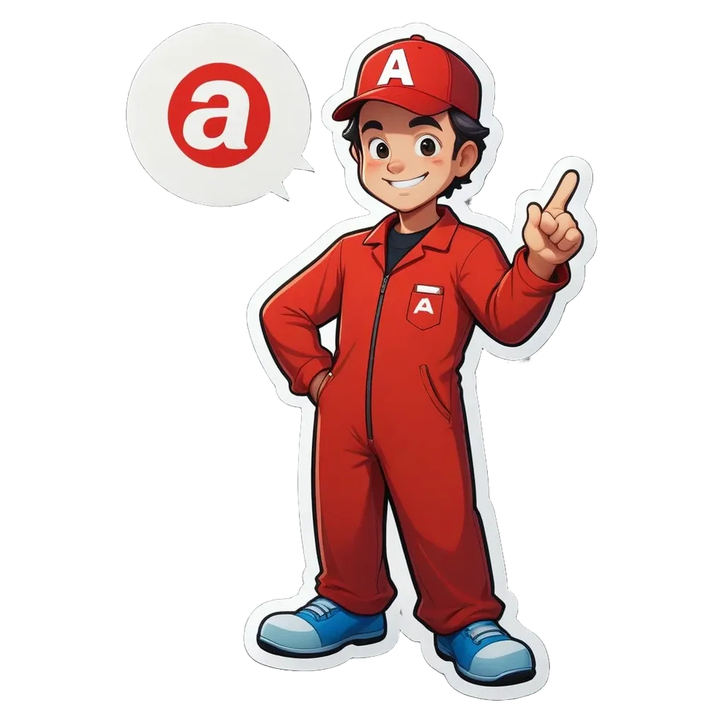 A cartoon red character in a red jumpsuit with the number 3 on it.