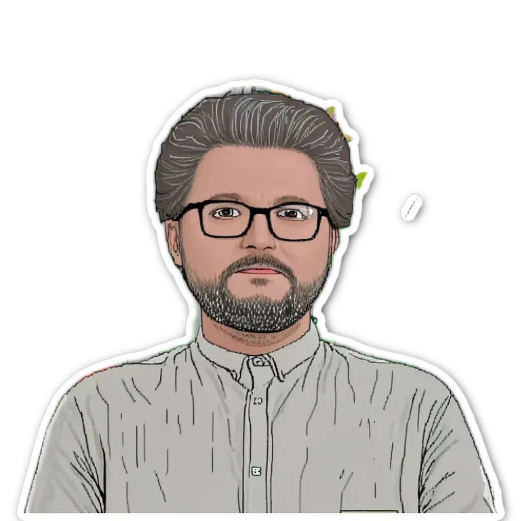 A man wearing glasses and a white shirt.