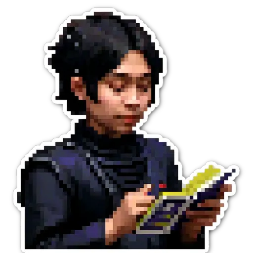 A boy reading a book with a sticker that says 'this is an image of'.