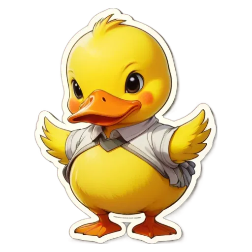 A duck with a shirt and tie on is standing on a black background.