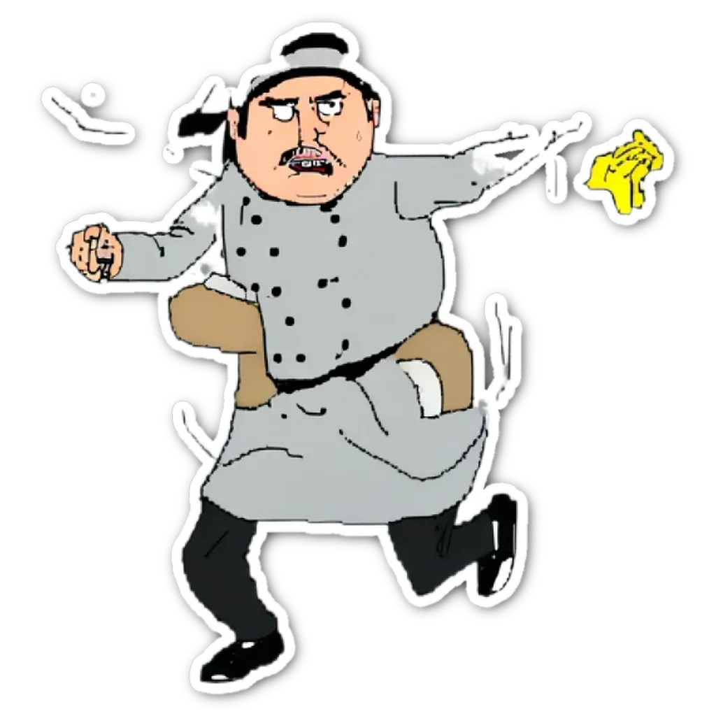 A man wearing a uniform is running and holding a yellow object.
