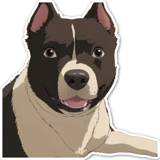 A cartoon dog with black and white coloring.
