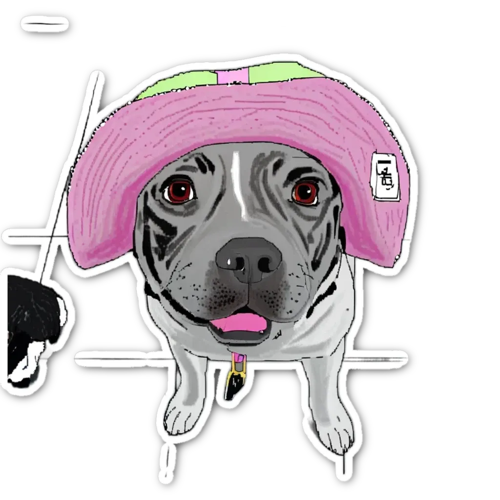 A dog with a hat on its head is looking at the camera.