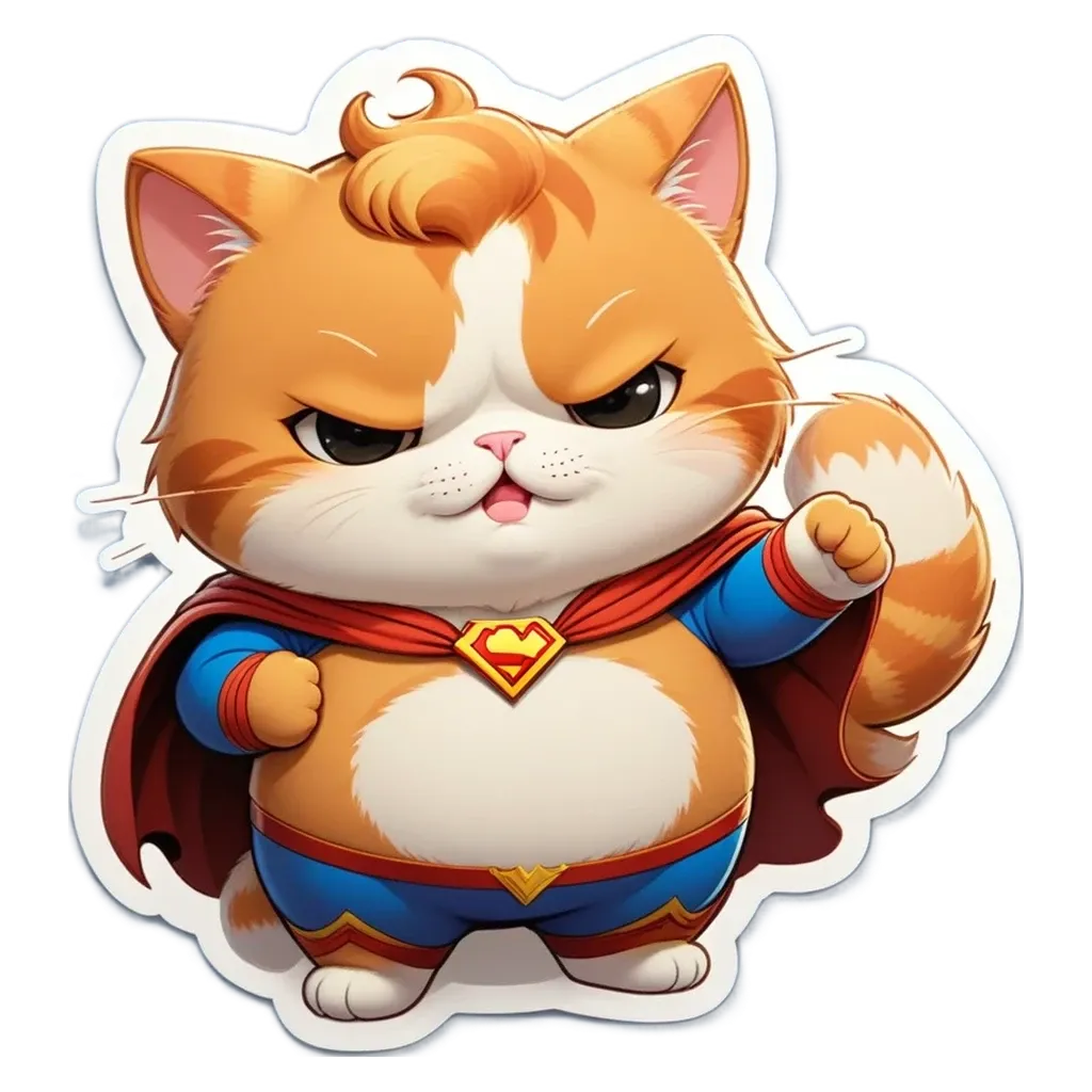 An orange and white cat in a superman costume.