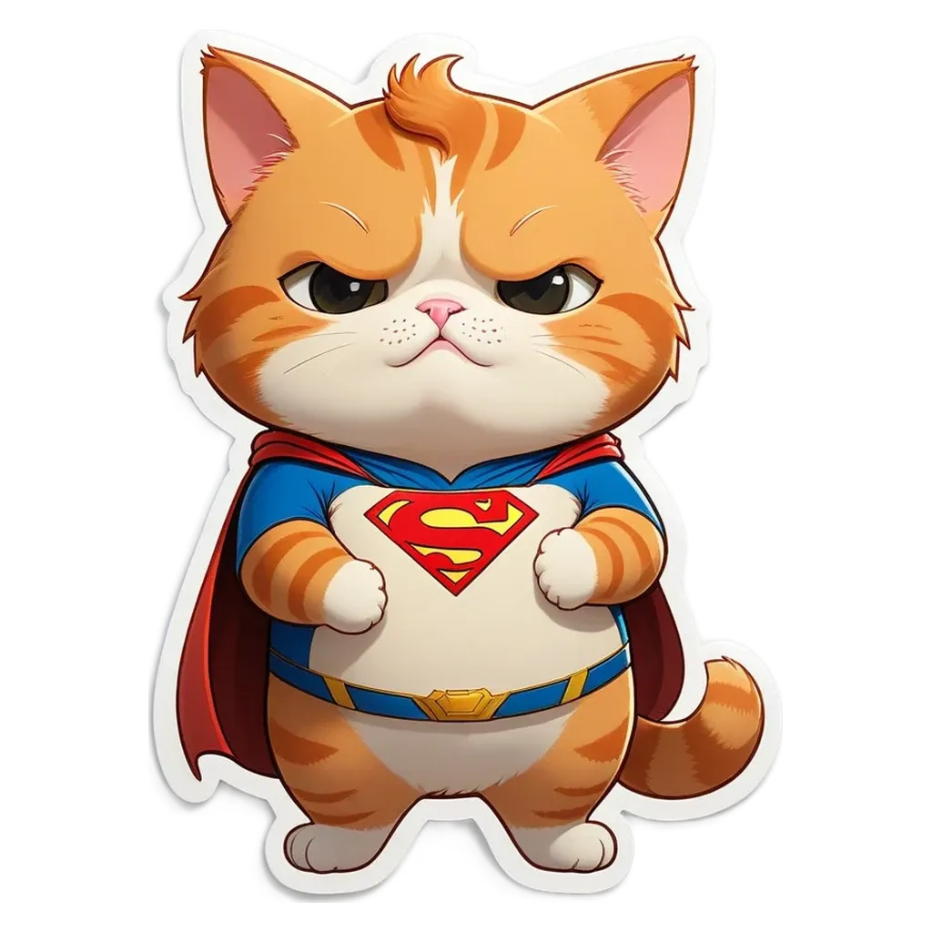 An orange cat in a superman costume.