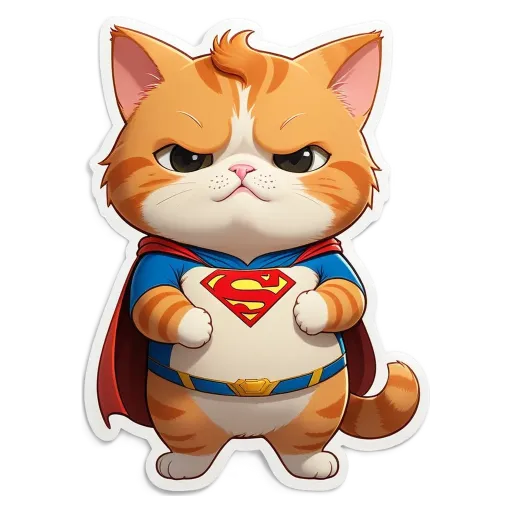 An orange cat in a superman costume.