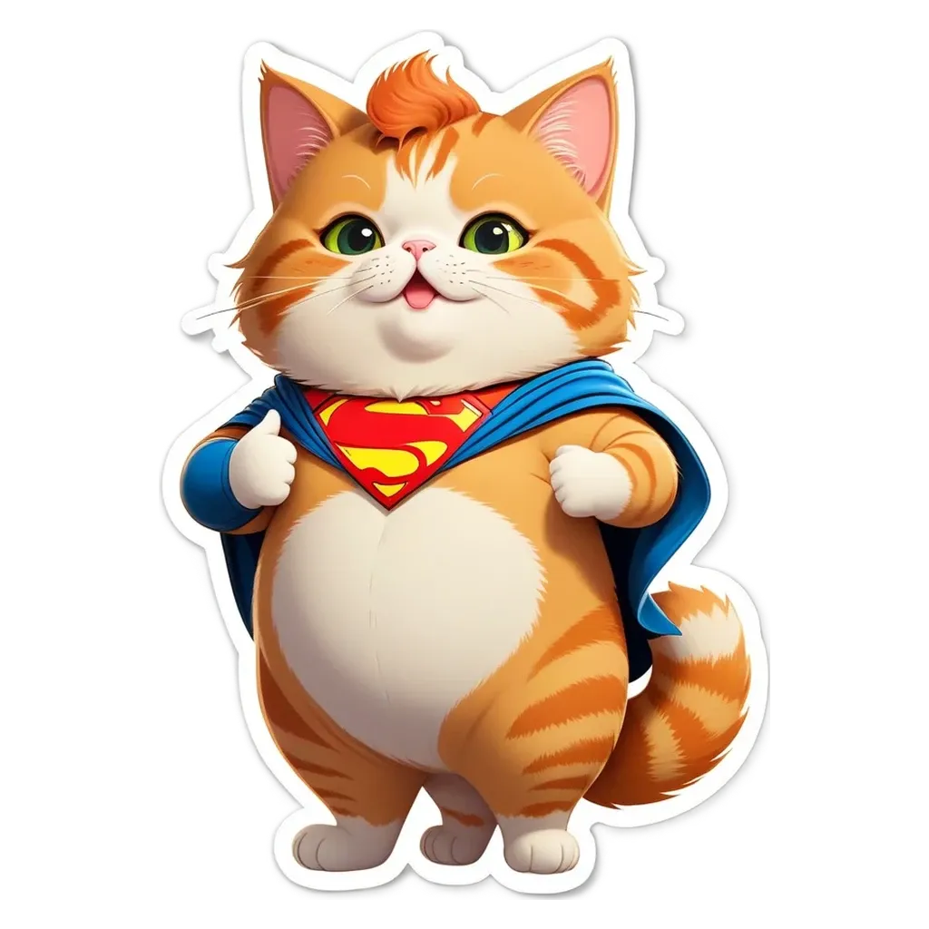 A cartoon cat wearing a cape and giving a thumbs up.