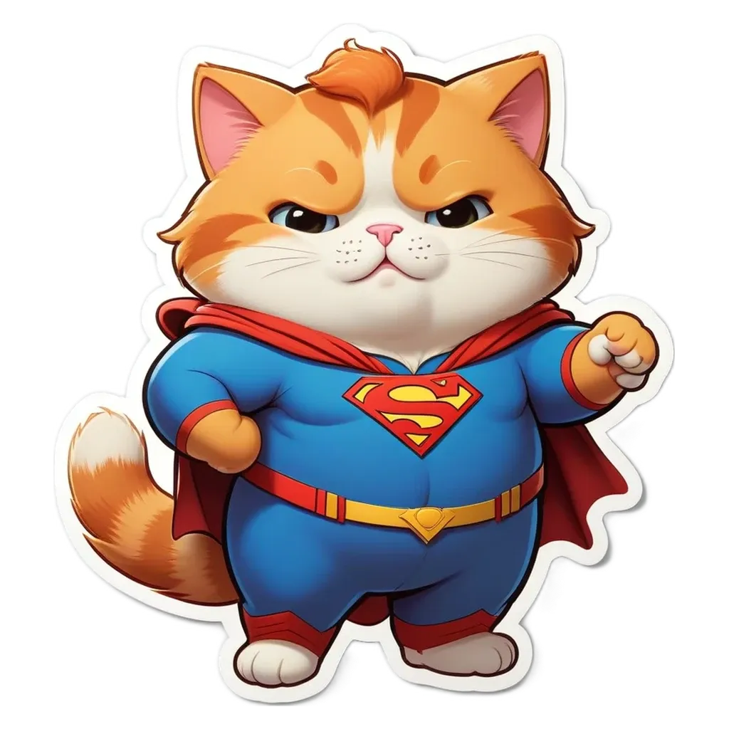 An orange and white cat in a superman costume.