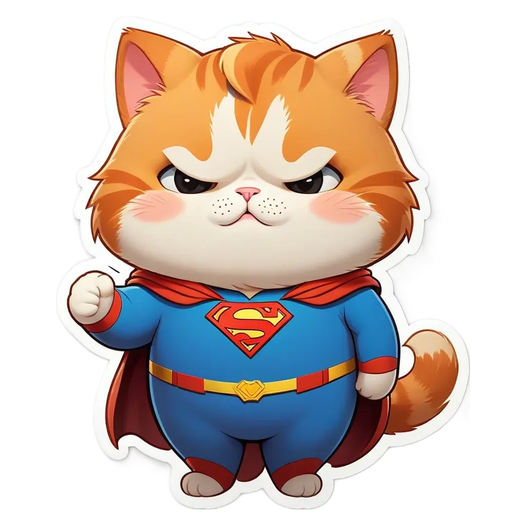 An orange and white cat in a superman costume.