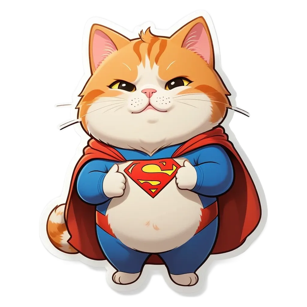 A cartoon cat wearing a Superman costume.