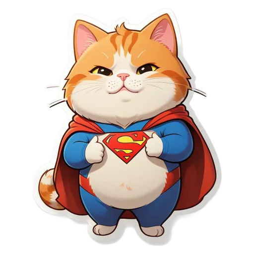 A cartoon cat wearing a Superman costume.
