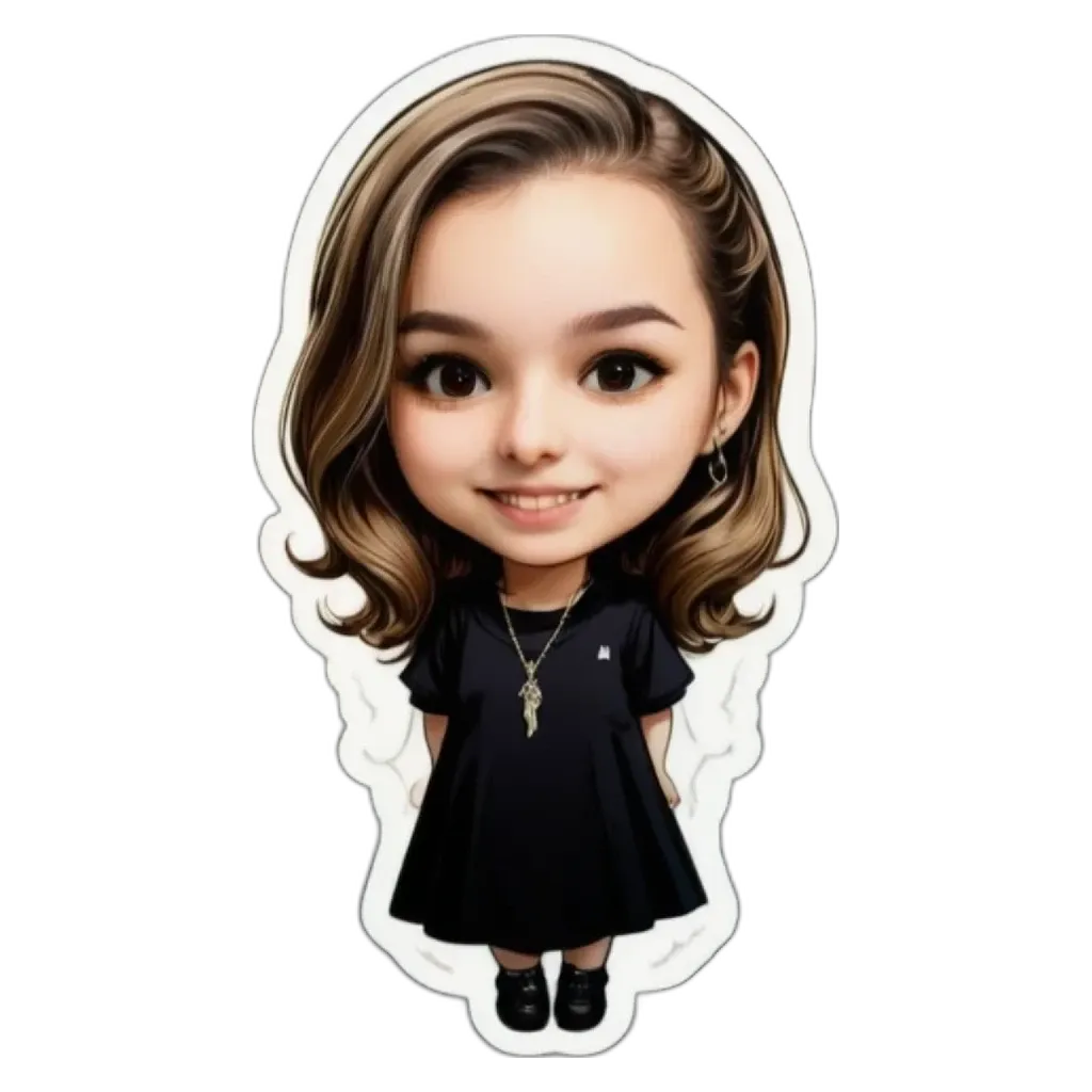 A cartoon girl with a necklace is stickered.