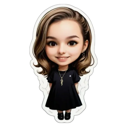 A cartoon girl with a necklace is stickered.