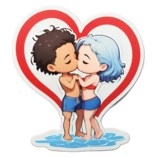 A kissing couple that is cute and romantic.
