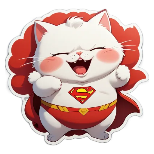 A cat wearing a cape and smiling.