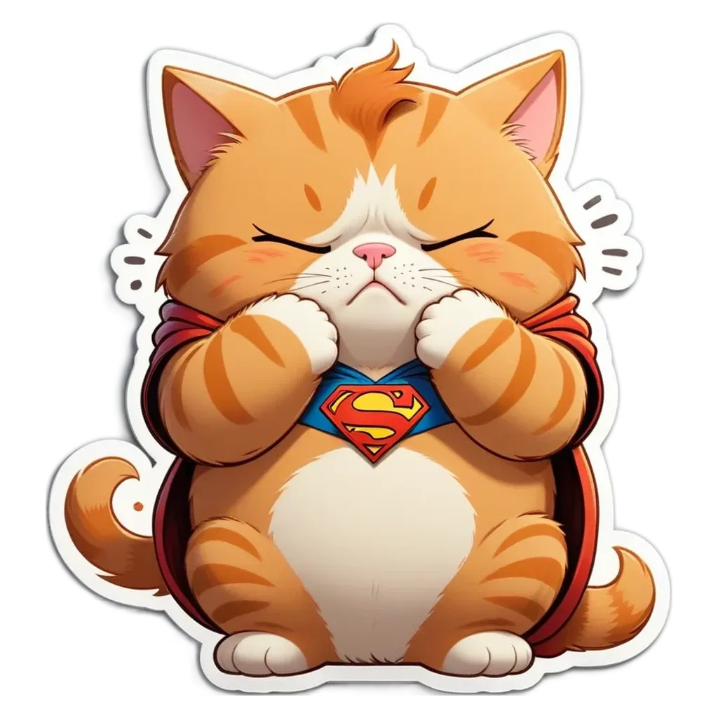 A cat wearing a cape and a superman shirt.