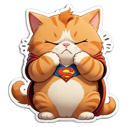 A cat wearing a cape and a superman shirt.
