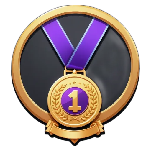 A gold medal with the number 1 on it.