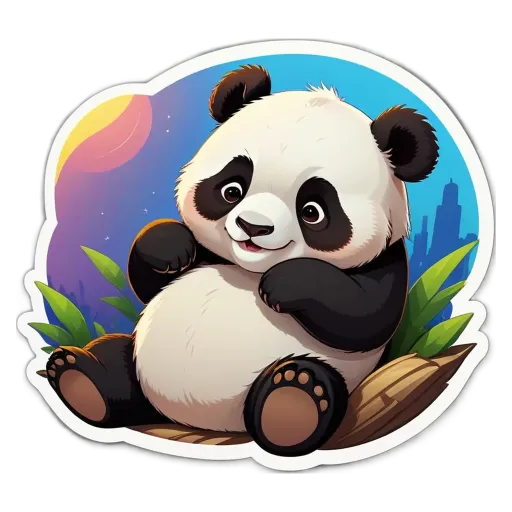 A panda bear with black and white fur.