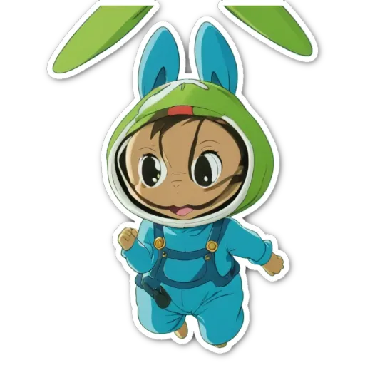 A child in a bunny suit is running.