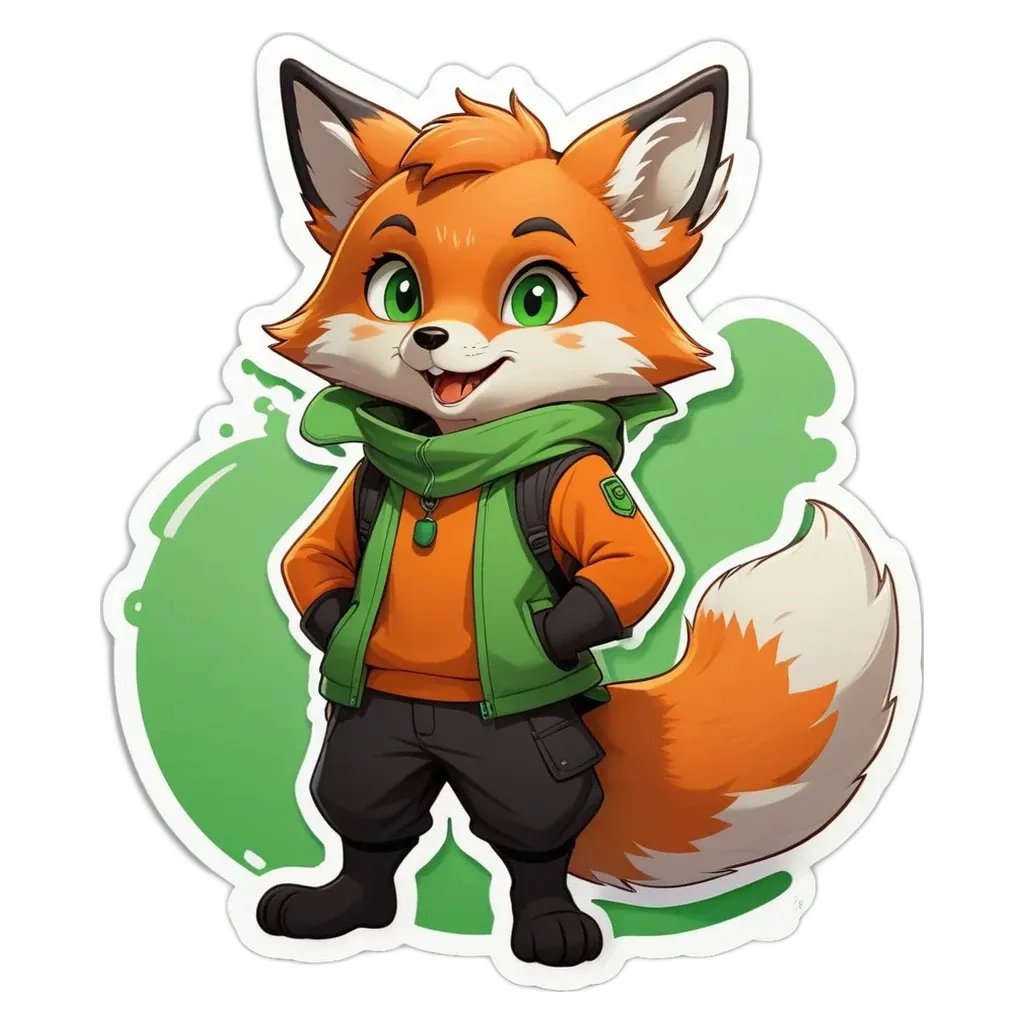 A cartoon image of a fox wearing a jacket and backpack.