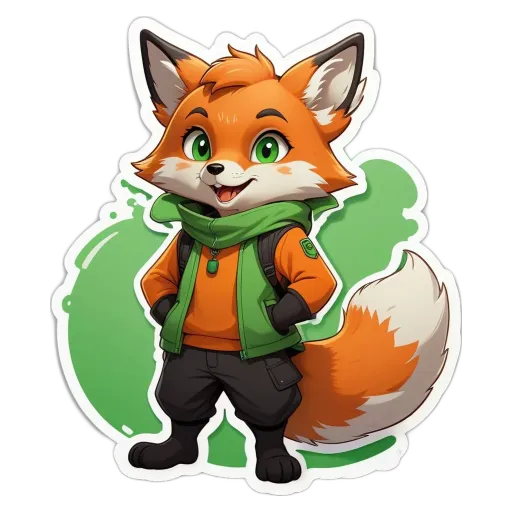 A cartoon image of a fox wearing a jacket and backpack.