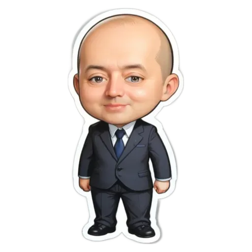 A cartoon drawing of a man in a suit and tie.