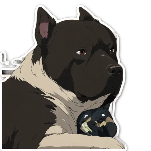 A dog with a black nose and a white belly.