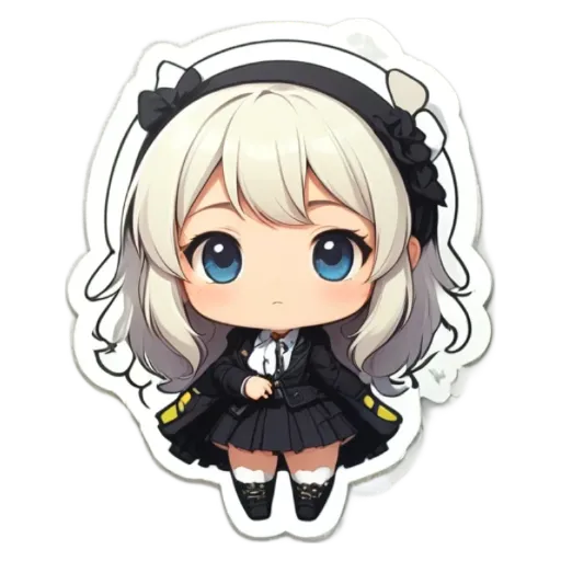 A girl with blue eyes and black hair standing in front of a white background.