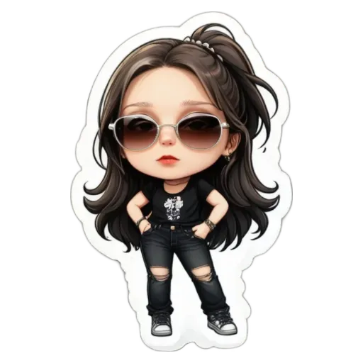 A girl is wearing sunglasses and a black shirt.