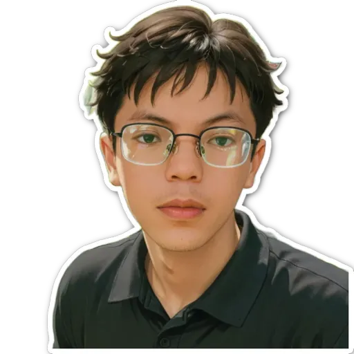 A boy wearing glasses and a black shirt.
