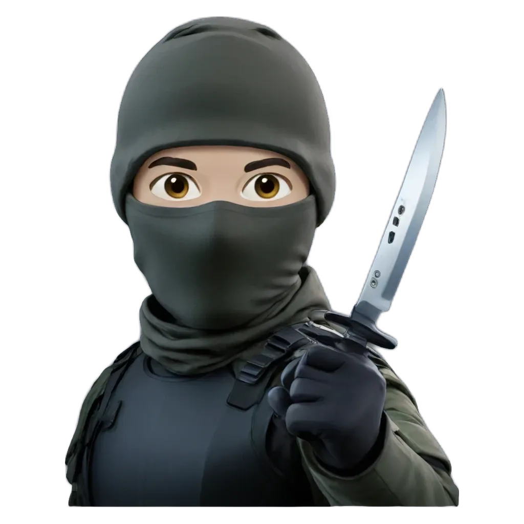 an emo boy with a knife in his hand.