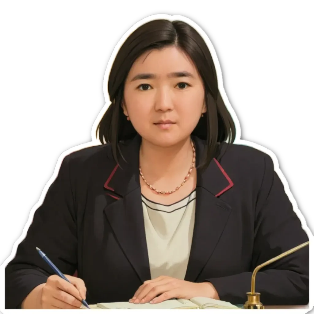 A woman is sitting at a desk with a pen and paper.